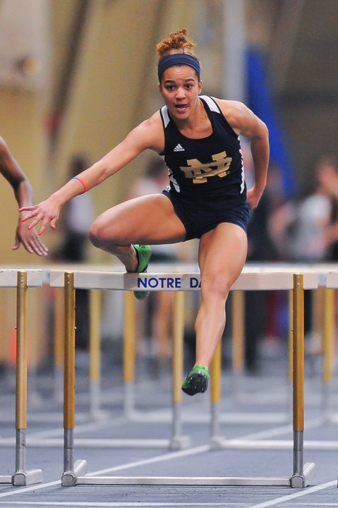 Freshman Kaila Barber lowered the school record in the 60m hurdles on Saturday.