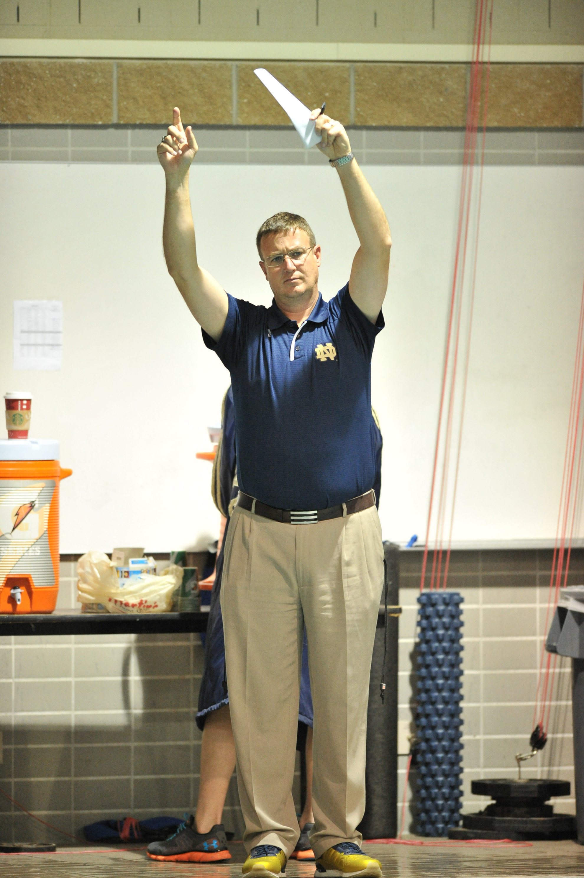 Irish Swimming Goes Pink for October 30 Meet Men's head coach Matt Tallman and his team have joined the fight against breast cancer.