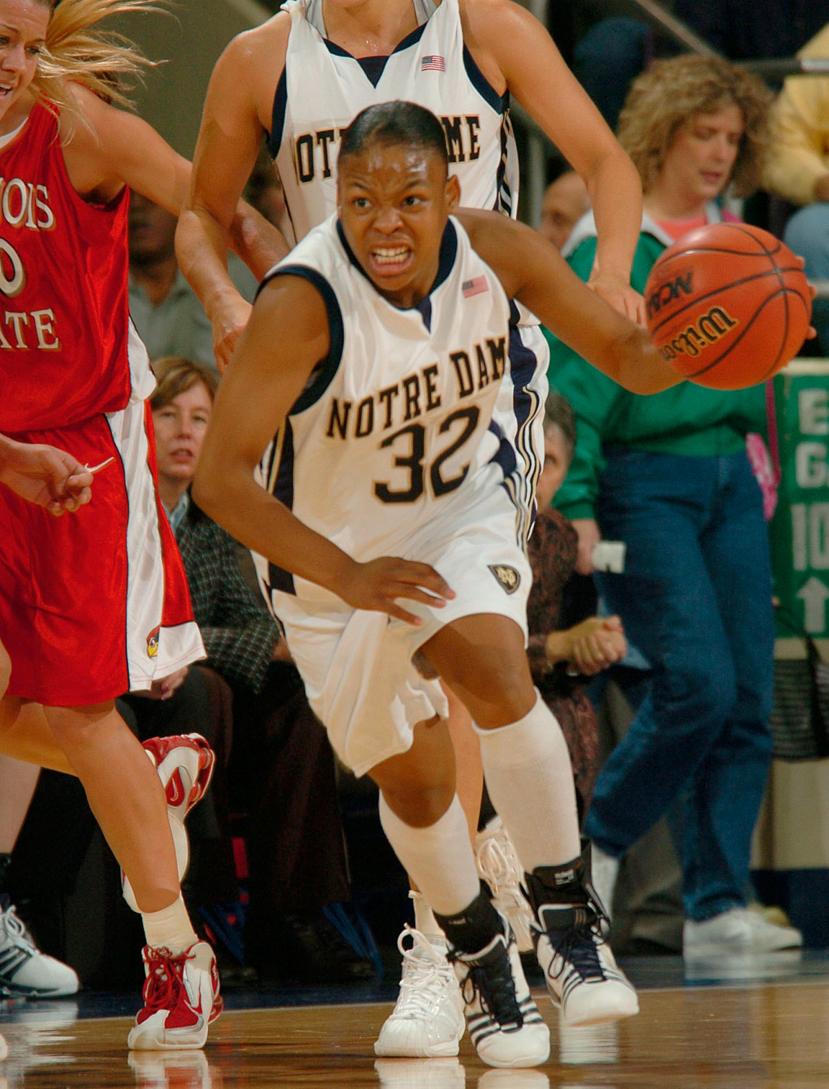 No. 10 Notre Dame Tops Illinois State, 92-73 Guard Breona Gray heads upcourt during first half action Friday in the first round of the preseason WNIT.