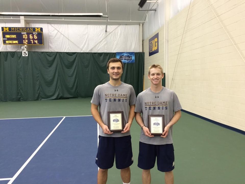 Josh Hagar and Eddy Covalschi beat the top two seeds to win the USTA/ITA Midwest Regional Doubles Championship on Monday. They will head to the ITA Indoor National Championships in two weeks