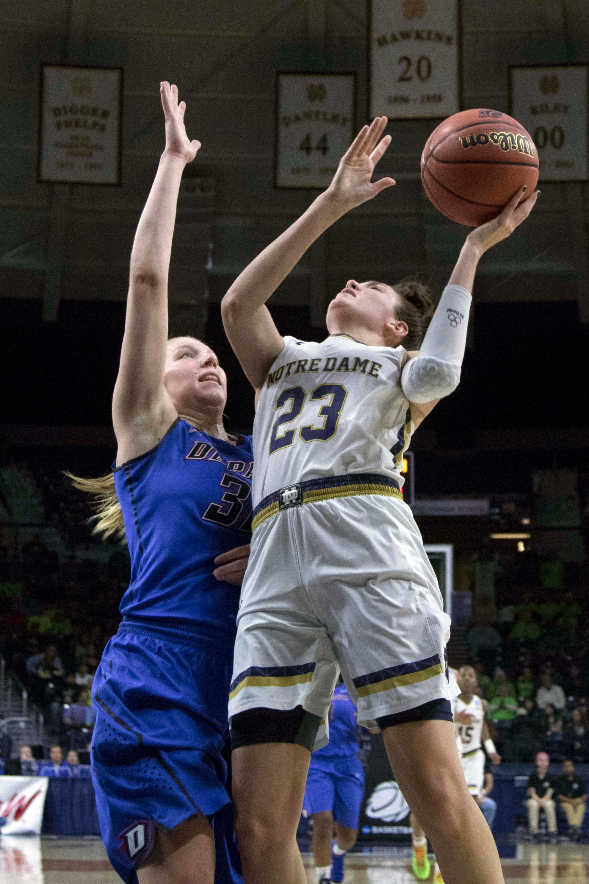 #2 Irish Back To Sweet 16 After 79-67 Win Over DePaul Junior guard/tri-captain Michaela Mabrey helped Notre Dame keep pace early in Sunday's Elite Eight win over Baylor, scoring all 14 of her points in the first half while making all four of her three-point attempts.