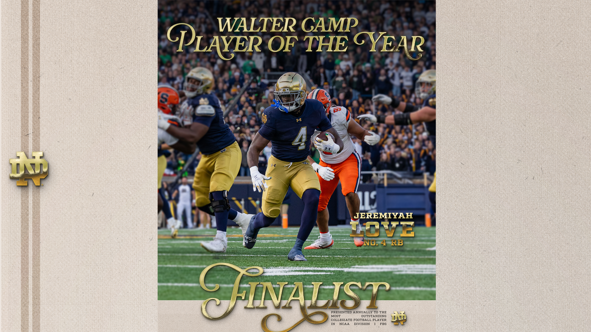 Love Named a Finalist for Walter Camp Player of the Year Love Named a Finalist for Walter Camp Player of the Year