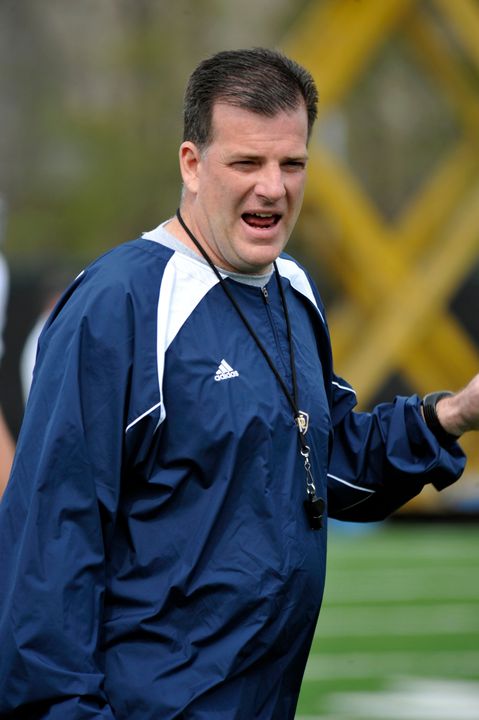 Chuck Martin moves from defense (safeties) to offensive coordinator and quarterbacks coach for Notre Dame in 2012.