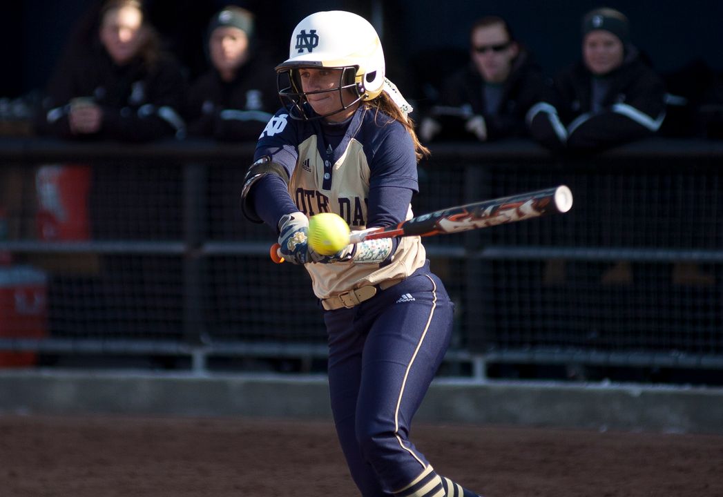Notre Dame's leading hitter as a southpaw at the plate, junior Jenna Simon is naturally right-handed, and learned to slap hit when she was 11