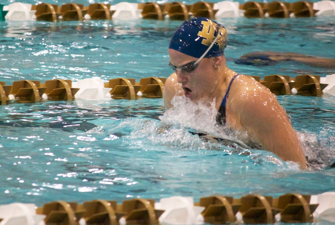 Senior Emma Reaney won both breaststroke events and swam a leg of the victorious 200 medley relay squad Saturday against No. 24 Purdue.