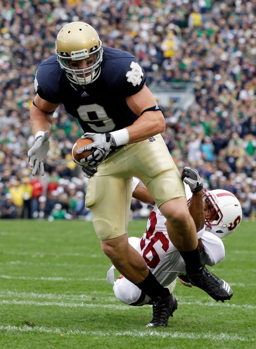 Kyle Rudolph became the third Notre Dame tight end drafted in the second round in the last six years when the Minnesota Vikings selected him with the 43rd overall pick in the 2011 NFL Draft.