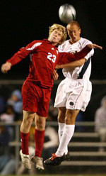 Fighting Irish And Hoosiers To Meet In NCAA Second Round M.A.C. Hermann Trophy semifinalists Jacob Peterson (left) from Indiana and Notre Dame's Greg Dalby (right) will battle for the second time this season on Tuesday night in Bloomington, Ind.