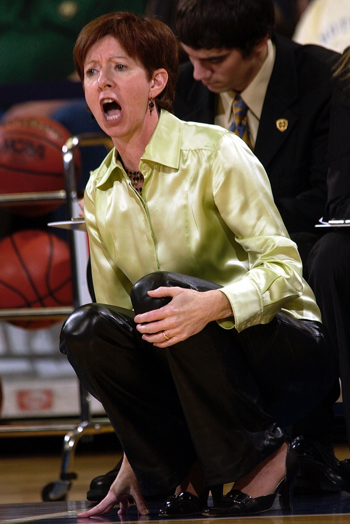 No. 12 Notre Dame Falls To No. 1 Tennessee, 62-51 Notre Dame coach Muffet McGraw shouts instructions to her team during the first half. (AP Photo/Joe Raymond)