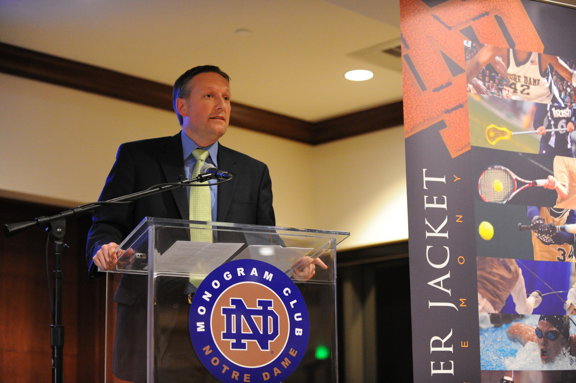 Monogram Club Holds 2012 Fall Letter Jacket Ceremony Chicago White Sox senior vice president Brooks Boyer ('94, basketball) served as the event's keynote speaker (photo by Mike & Susan Bennett).