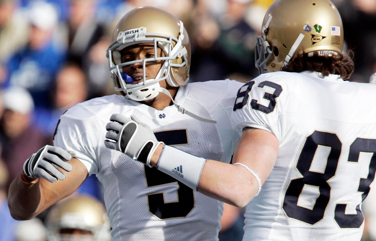 Irish Cruise Past Falcons 39-17 Rhema McKnight celebrates a touchdown against Air Force with teammate Jeff Samardzija.