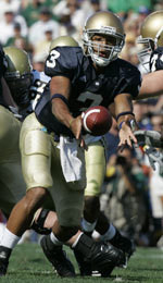 Notre Dame Falls to Georgia Tech in Opener In his first career start for the Irish, sophomore Demetrius Jones became the first QB other than Brady Quinn to start for Notre Dame since Sept. 20, 2003.