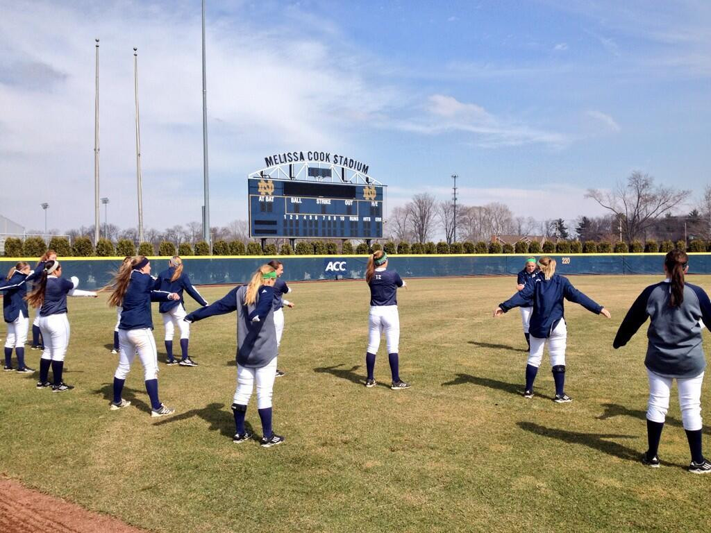 Details From The Diamond: First Spring Outdoor Practice The Notre Dame softball team held its first home outdoor practice of the season on Tuesday afternoon at Melissa Cook Stadium
