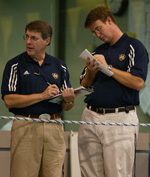 Fighting Irish head coach Tim Welsh (left) and assistant coach Matt Tallman (right) have assembled a stellar 2005-06 recruiting class.
