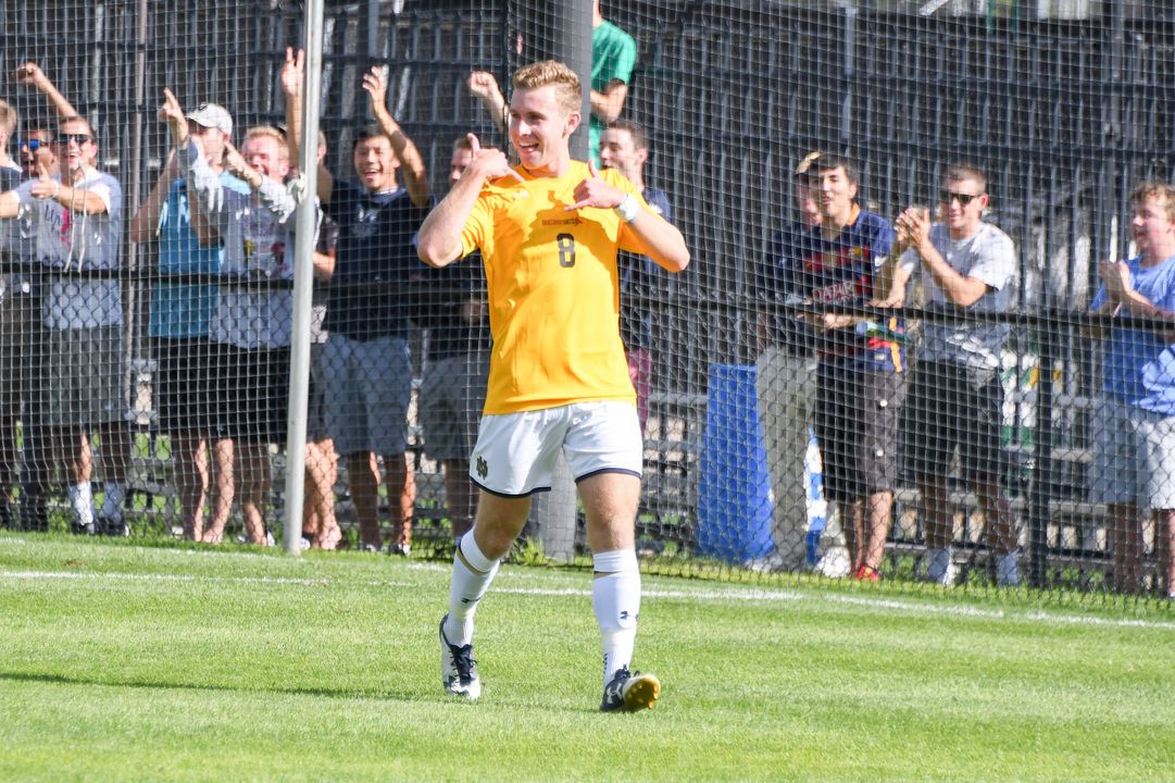 Jon Gallagher scored the lone Notre Dame goal in a 1-1 draw against Valparaiso on Monday