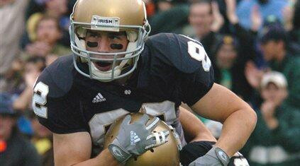Irish Edged By Boston College, 24-23 Matt Shelton celebrates with teammate Bill Palmer (85) following Shelton's touchdown catch.