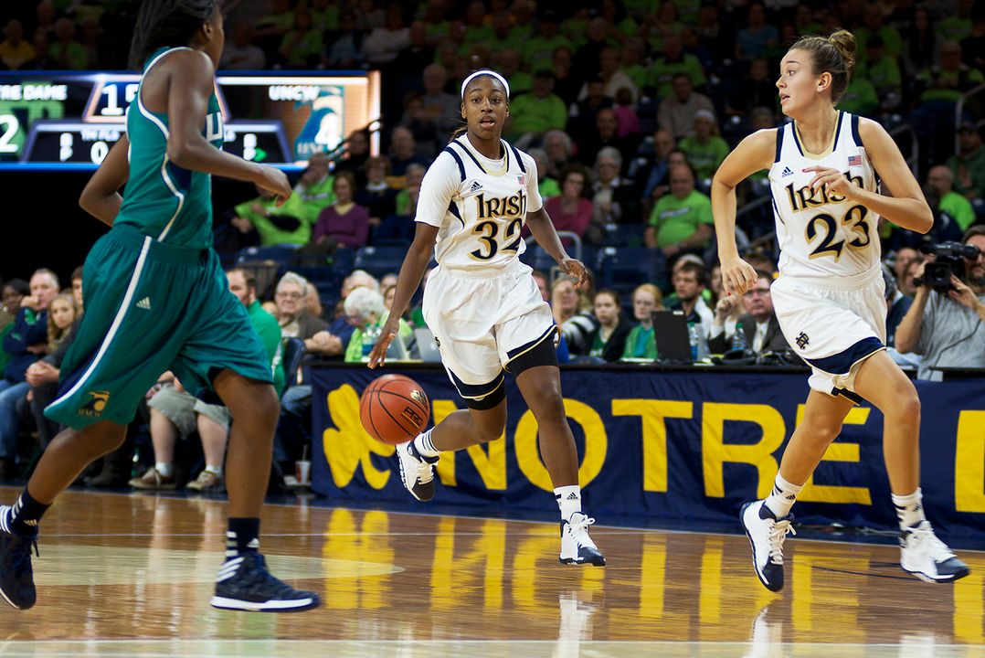Sophomore guard Jewell Loyd recorded her second career double-double with 19 points and 11 rebounds, while adding a career-high three blocks as #6/7 Notre Dame defeated UNC Wilmington, 99-50 on Saturday in the season opener for both teams at Purcell Pavilion.