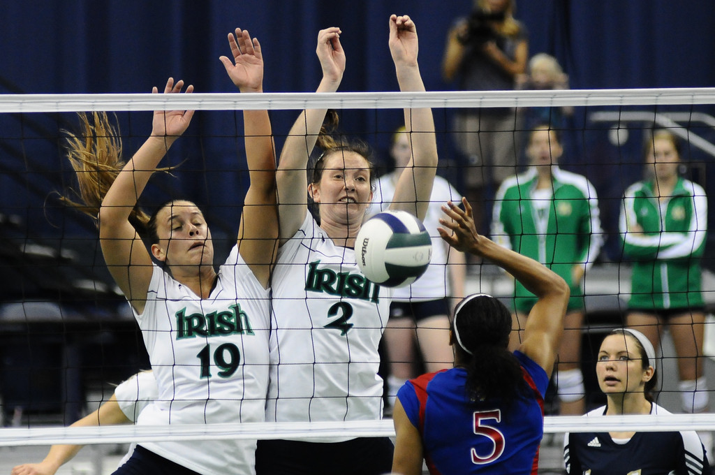 Notre Dame Volleyball vs. Kansas Notre Dame, Ind. (Purcell Pavilion) W, 3-1