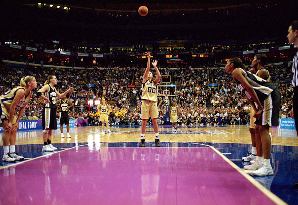 Irish Win National Championship!!! Ruth Riley shoots the game-winning free throw in Notre Dame's victory over Purdue in the National Championship game Sunday night.