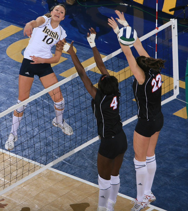 Notre Dame Trips No. 17 Louisville On Senior Day Three key aces by senior Adrianna Stasiuk propelled Notre Dame to a 3-1 win over No. 17 Louisville Sunday at the Joyce Center.