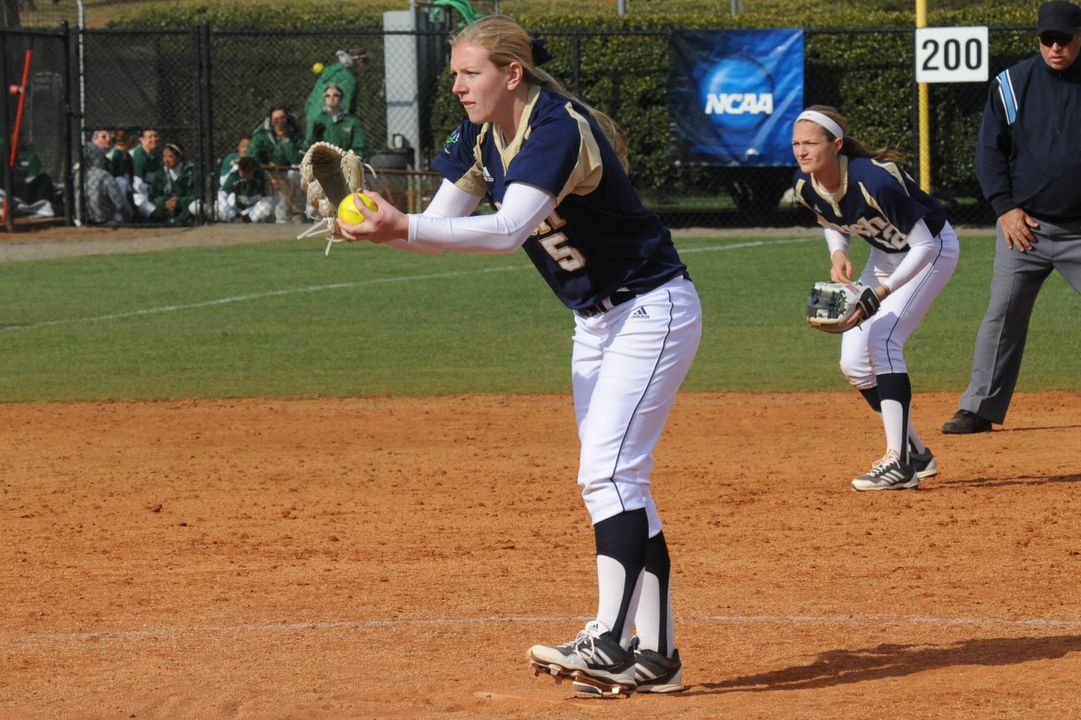 Allie Rhodes tossed a complete game one-hitter in the win over Iona Friday