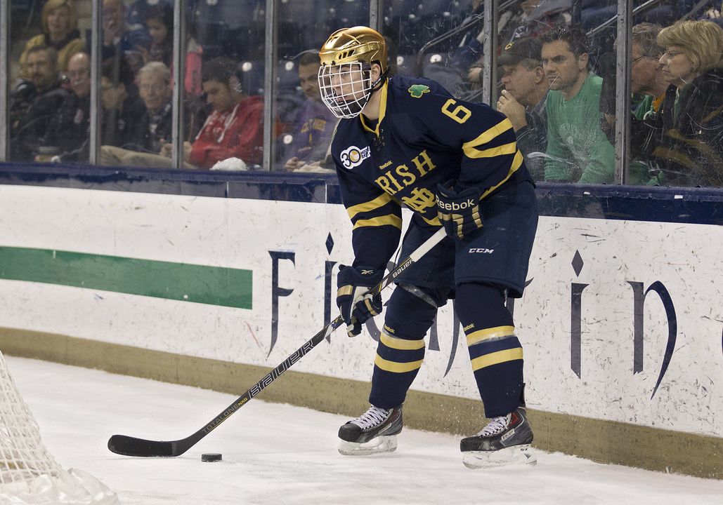 Junior defenseman Andy Ryan and his Notre Dame teammates battle Lake Superior State Oct. 17-18 at the Compton Family Ice Arena.