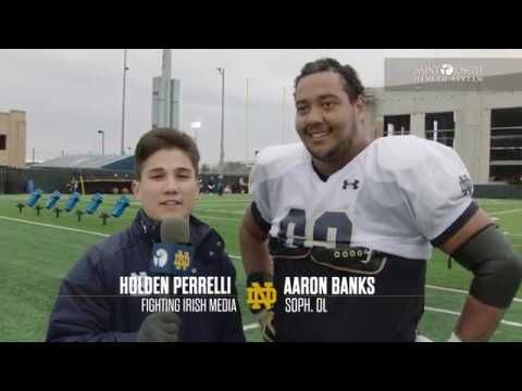 @NDFootball | Aaron Banks Post Practice Interview Navy Week (2018)