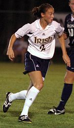 Kerri Hanks has been tabbed the <i>Soccer America</i> national player of the week after erupting for seven goals in the first weekend of the 2005 season (photo by Pete LaFleur).