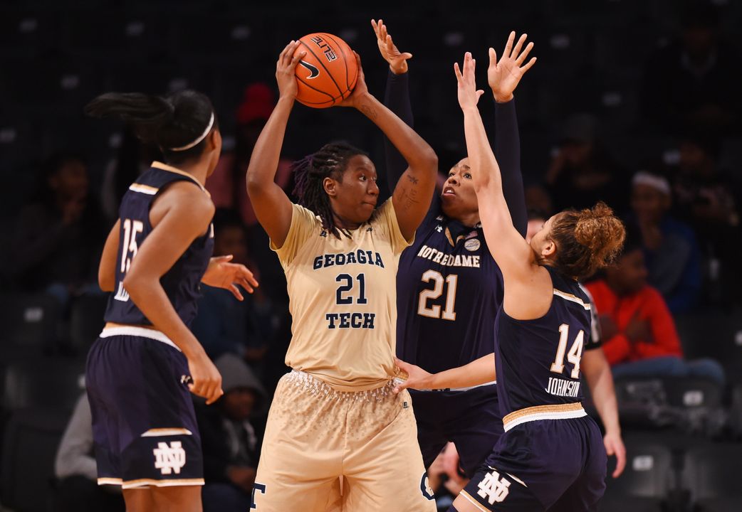 Notre Dame's defense held Georgia Tech to just 38 points and 24.1% shooting on Monday night in Atlanta.