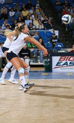 Senior Adrianna Stasiuk (pictured) and junior Mallorie Croal were two of the 13 athletes named to the 2007 Preseason All-BIG EAST Team, the conference office announced Wednesday. <i>(photo by Matt Cashore)</i>