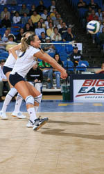 Senior Adrianna Stasiuk (pictured) and junior Mallorie Croal were two of the 13 athletes named to the 2007 Preseason All-BIG EAST Team, the conference office announced Wednesday. <i>(photo by Matt Cashore)</i>