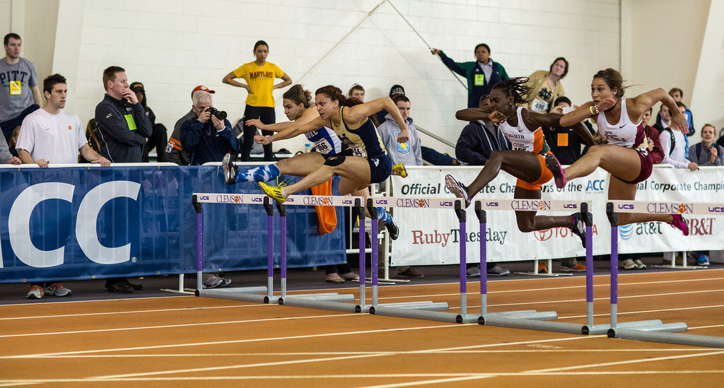 Both Men And Women Place Third At ACC Indoor Championships Jade Barber raced to a gold medal finish in the 60m hurdles with a time of 8.19.