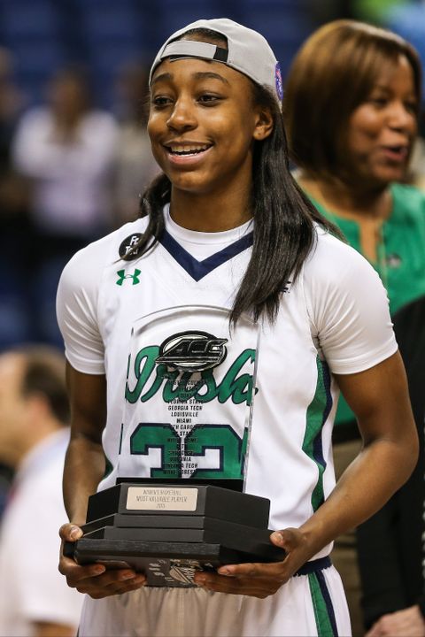 Jewell Loyd was named the ACC Championship MVP for the second consecutive season after scoring 18 points and adding seven rebounds in Sunday's 71-58 win over #7/6 Florida State in the ACC title game in Greensboro, North Carolina.