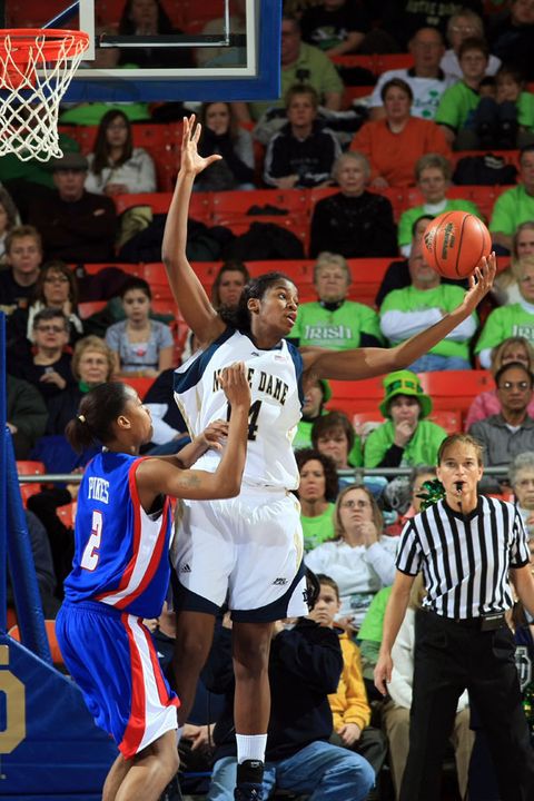 Freshman Devereaux Peters has been a major contributor for the Irish this season, both on and off the court, including a well-conceived prank she pulled on your intrepid BasketBlogger last month.