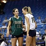 Seniors Danielle Herndon (11) and Adrianna Stasiuk (10) lead the 2006 Notre Dame women's volleyball team both on and off the court.