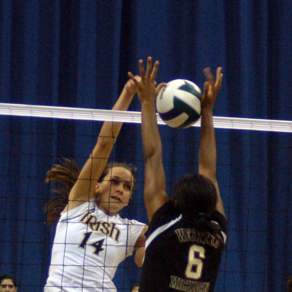 Justine Stremick had one kill and four blocks four Notre Dame during Sunday's 3-1 loss to Cincinnati.