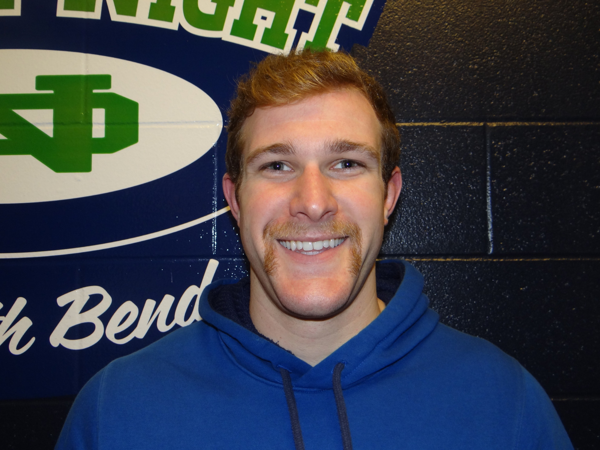 Carrying On The Senior defenseman Eric Johnson is spearheading Notre Dame hockey's Movember fundraising efforts.