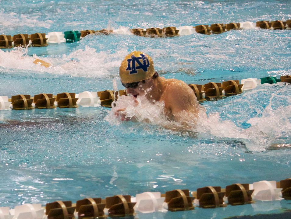 Colin Babcock registered third place finishes in the 100 breast and 200 IM against Oakland last season