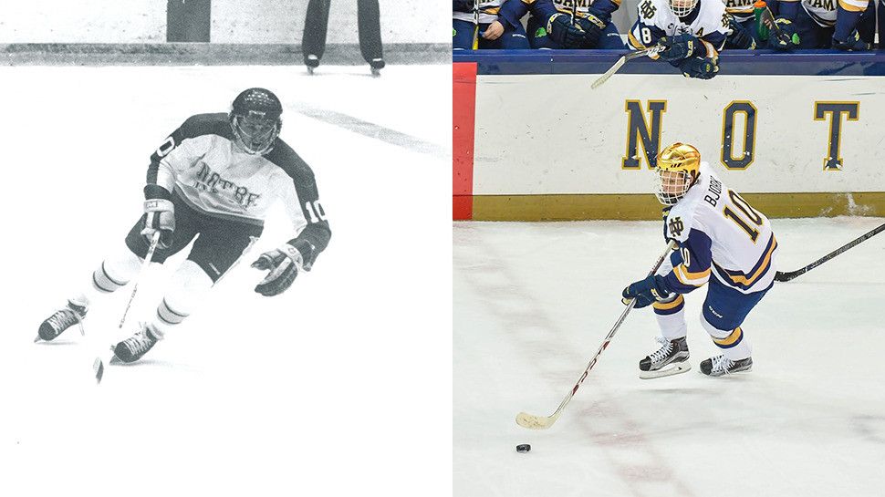 The Bjorks: Hockey Is the Family Business Kirt Bjork (left) earned All-America honors for the Irish in 1983--while his son, Anders (right), is the leading scorer on the 2017 Notre Dame team headed this week for the NCAA Frozen Four in Chicago​