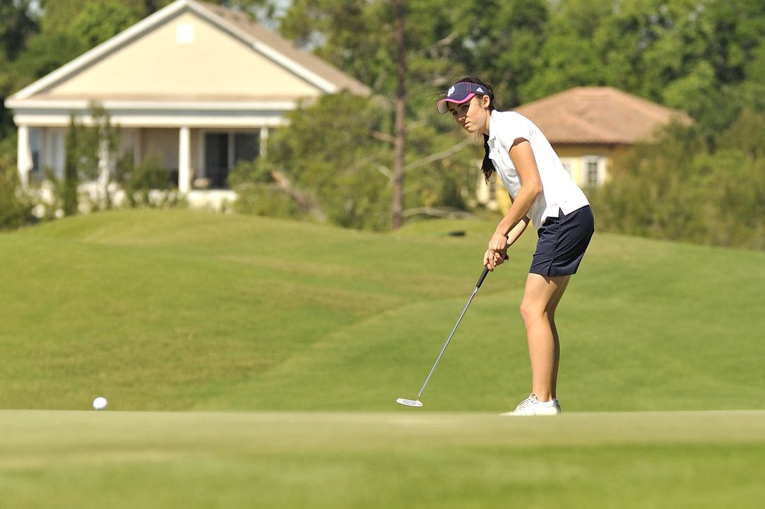 Sophomore Ashley Armstrong and teammate Kristina Nhim have the first-round lead at the Pure Silk Collegiate Team Championship.