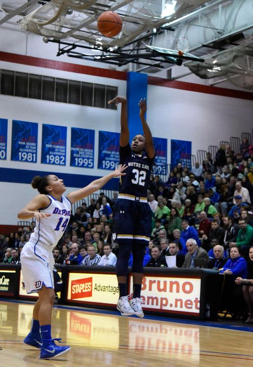 Jewell Loyd ties the school record with 41 points and grabbed 12 rebounds in #5/4 Notre Dame's 94-93 overtime win at #25 DePaul Wednesday night.