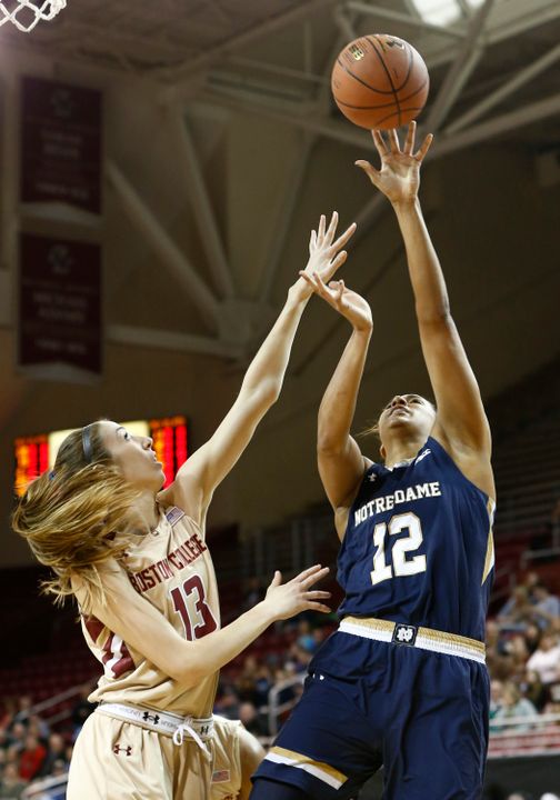 Sophomore forward Taya Reimer collected 13 points, five rebounds and three blocks in Notre Dame's 77-61 win over Miami in the ACC Tournament quarterfinals Friday afternoon in Greensboro, North Carolina.
