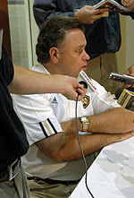 Football Media Day Assistant Coach Quotes Defensive coordinator Rick Minter talks to reporters during media day on Aug. 8, 2005.
