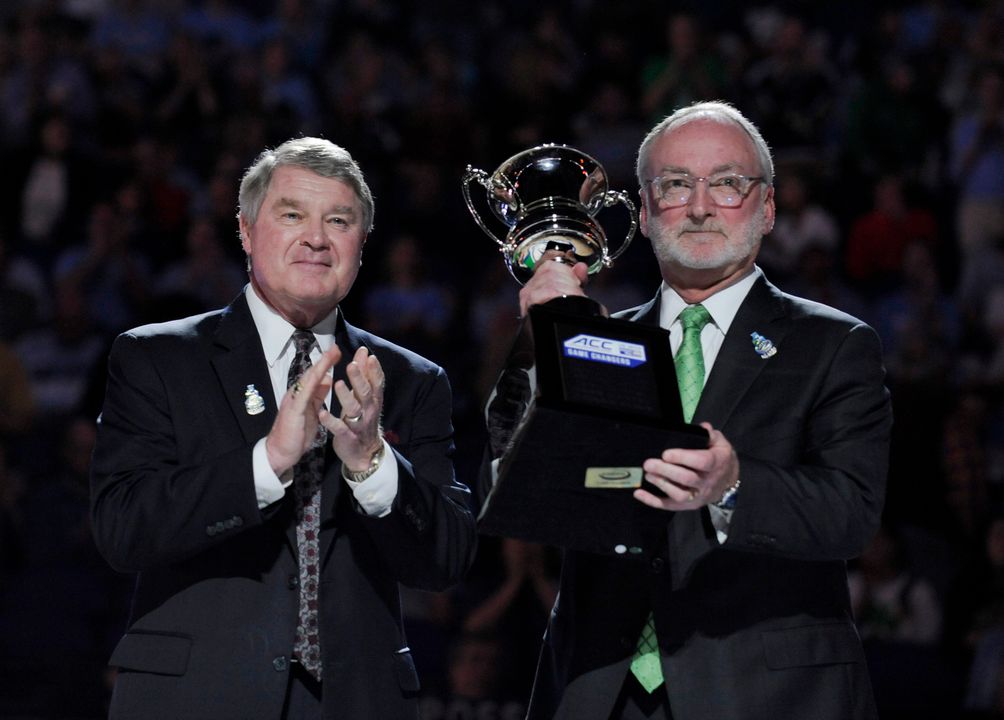 University of Notre Dame Vice President/Director of Athletics Jack Swarbrick accepted the award at halftime of Saturday's title game of the ACC Men's Basketball Tournament.