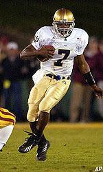 Irish Memories Carlyle Holiday threw a 65-yard scoring pass to Arnaz Battle on Notre Dame's first offensive play from scrimmage.