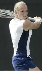 Sophomore Catrina Thompson won in both singles and doubles vs. BYU.