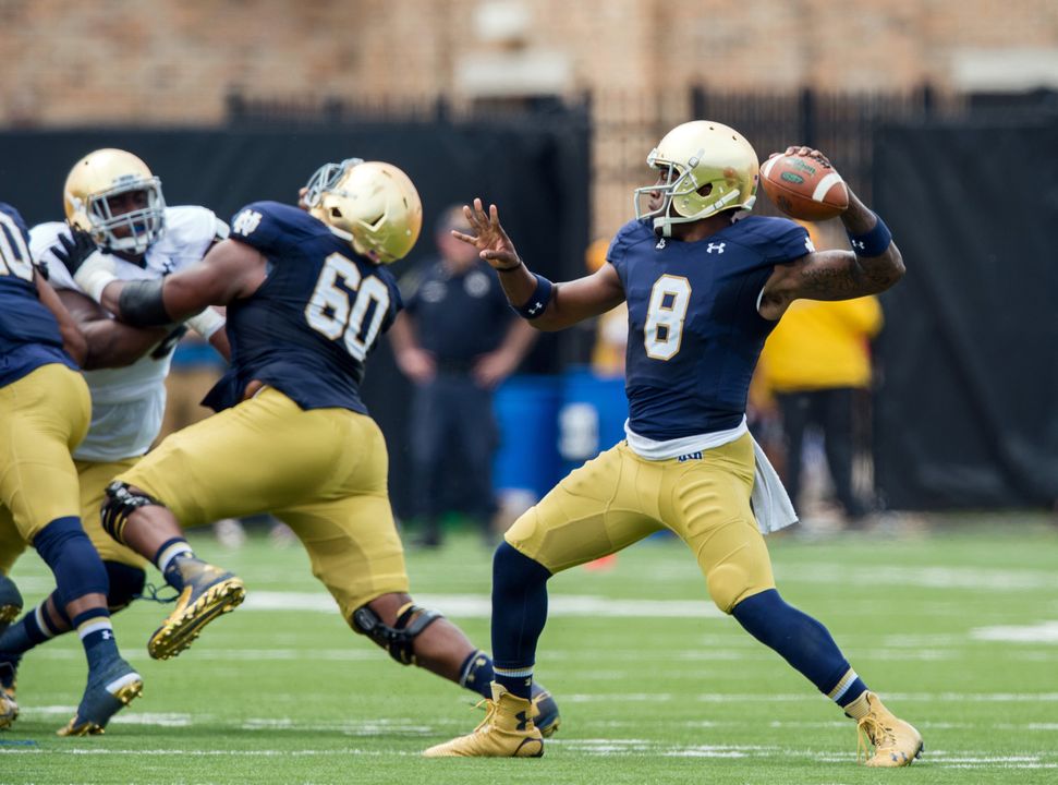 Malik Zaire completed 8 of 14 passes for 137 yards