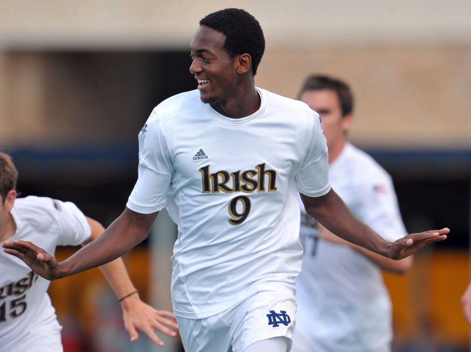Junior forward Leon Brown celebrates his equalizer in the 49th minute.