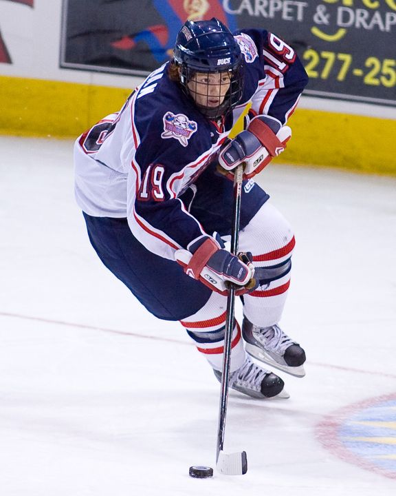 Freshman center T.J. Tynan, shown here with the USHL's Des Moines Buccaneers, had three assists in Notre Dame's 5-3 win over Guelph on Sunday night in preseason hockey action.