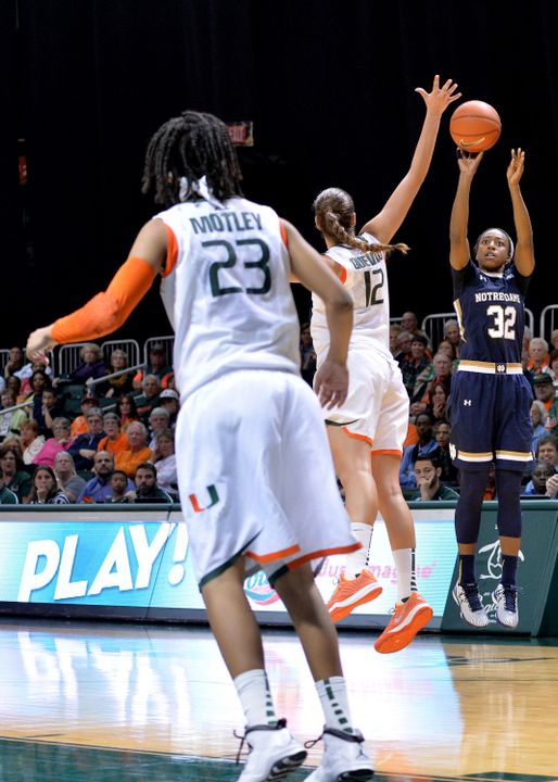 Jewell Loyd scored a team-high 27 points in Notre Dame's 78-63 loss at Miami Thursday night.