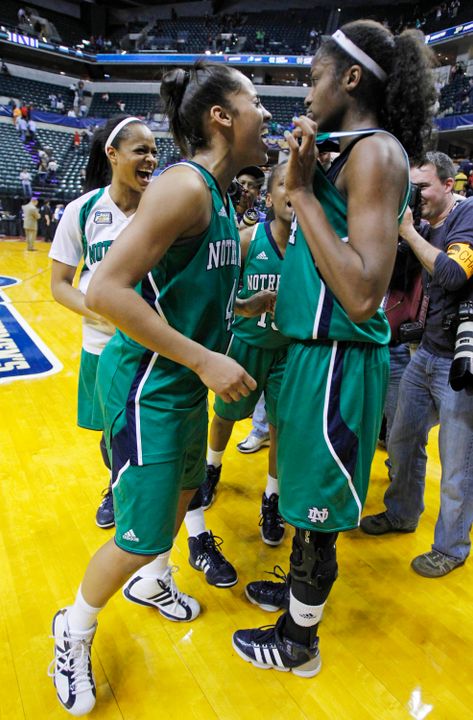 Skylar Diggins and Devereaux Peters following the national semifinals